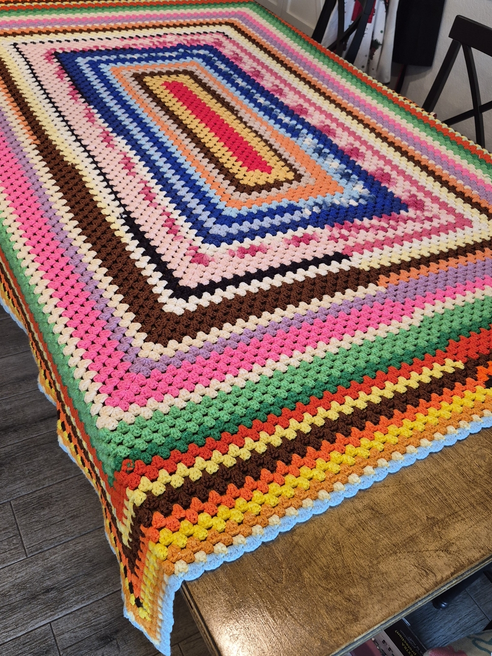 Handmade Multicolor Crochet Blanket - Vibrant Striped Throw